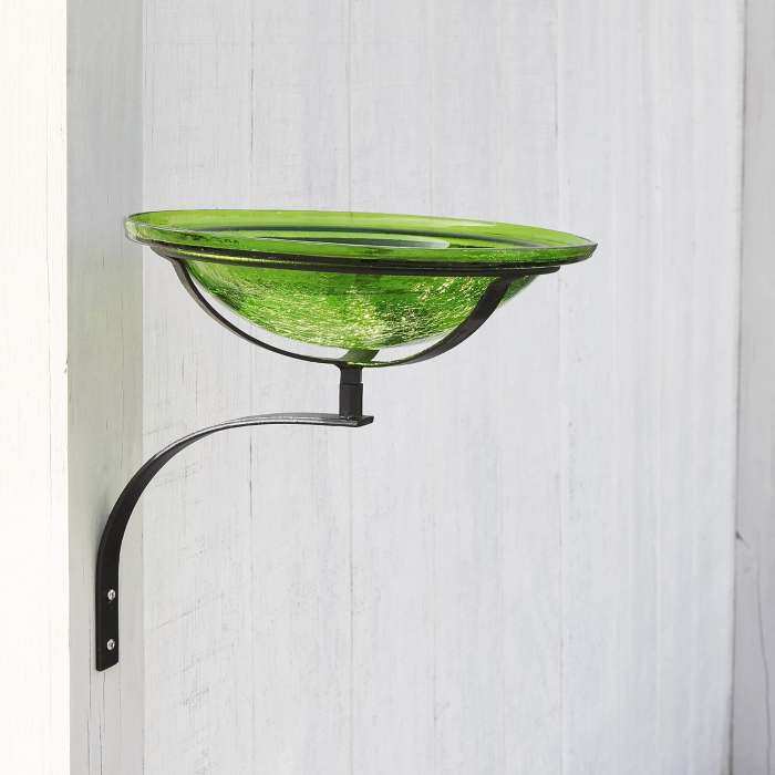 Crackle Glass Bird Bath 12